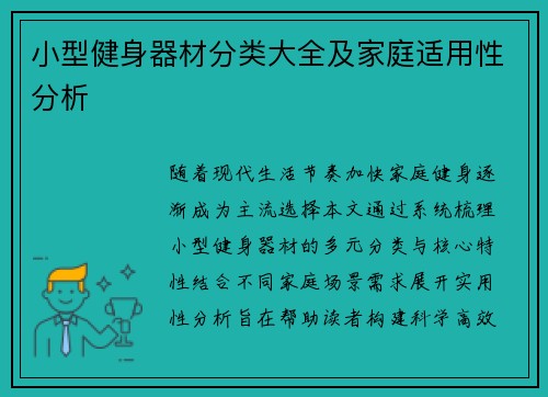 小型健身器材分类大全及家庭适用性分析