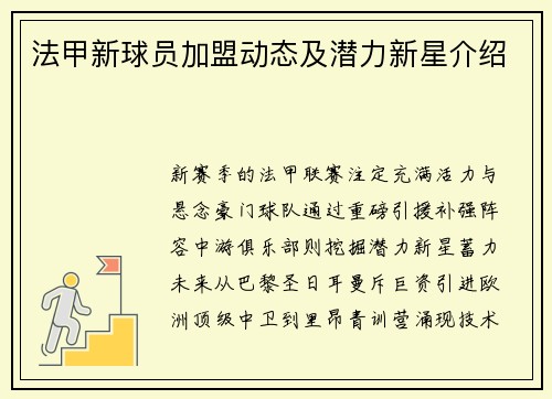 法甲新球员加盟动态及潜力新星介绍